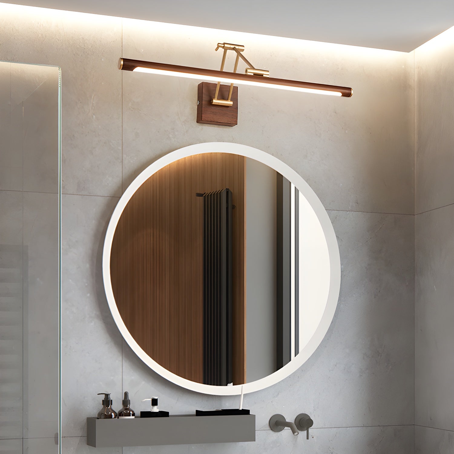 Nøordka Light Bespoke Wall Light Fixture Walnut Tone Linear Contemporary Wall Light