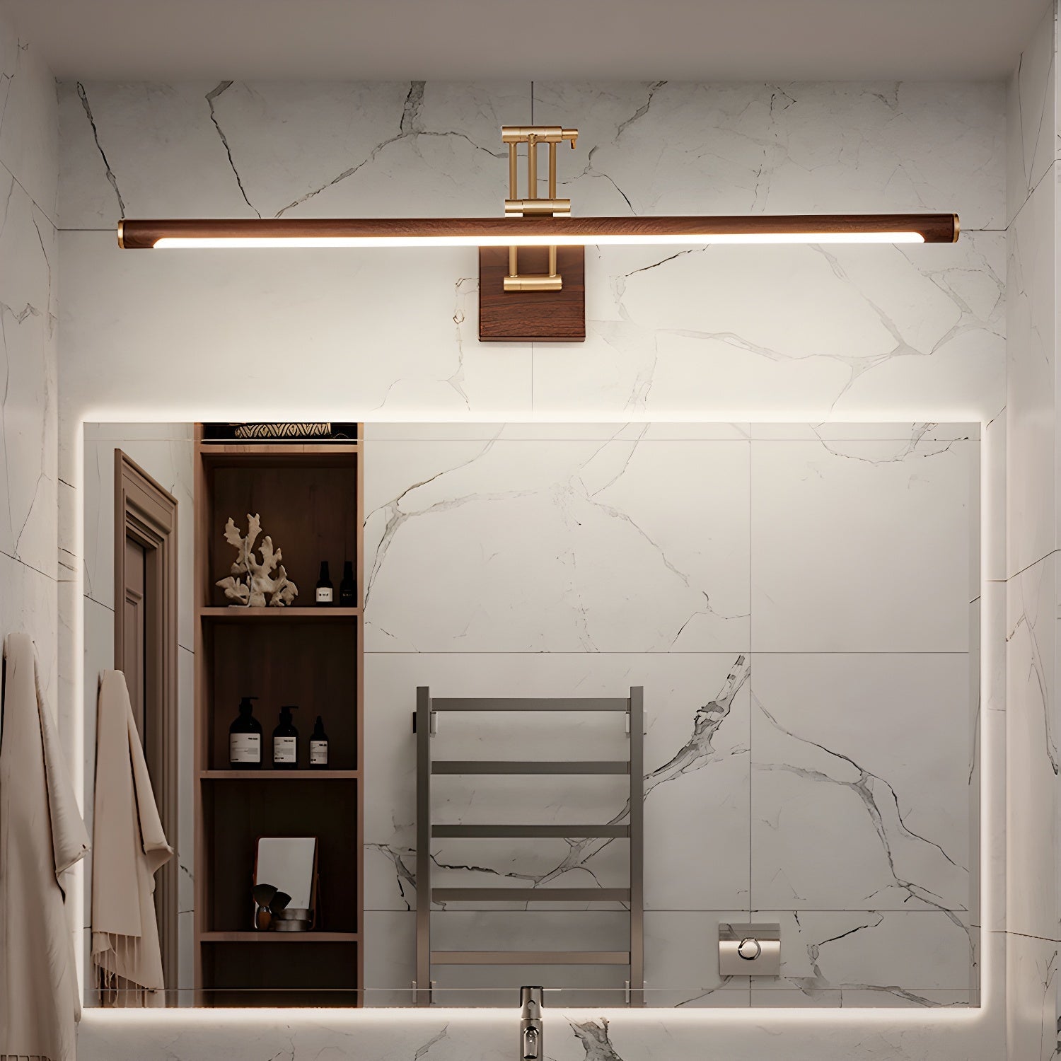 Nøordka Light Bespoke Wall Light Fixture Walnut Tone Linear Contemporary Wall Light