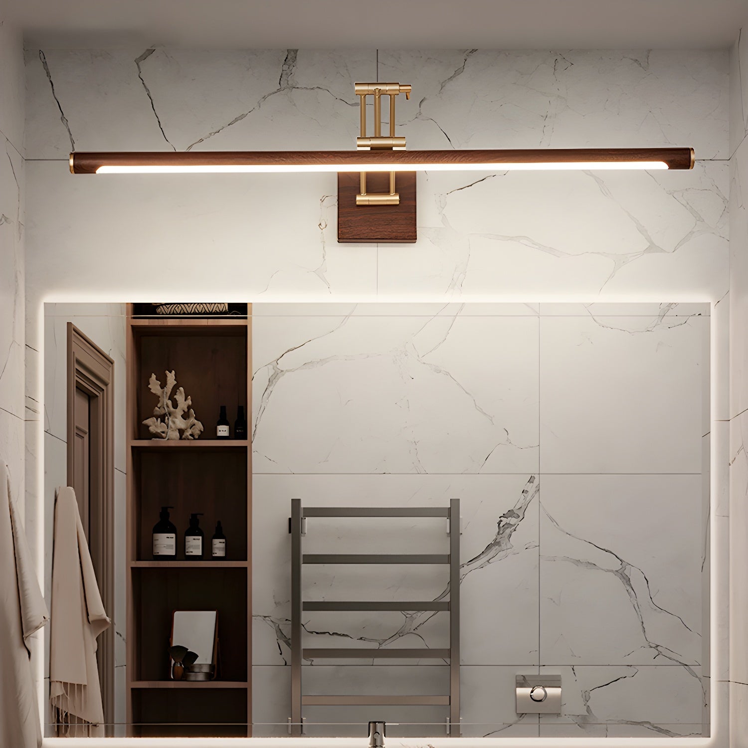 Nøordka Light Bespoke Wall Light Fixture Walnut Tone Linear Contemporary Wall Light