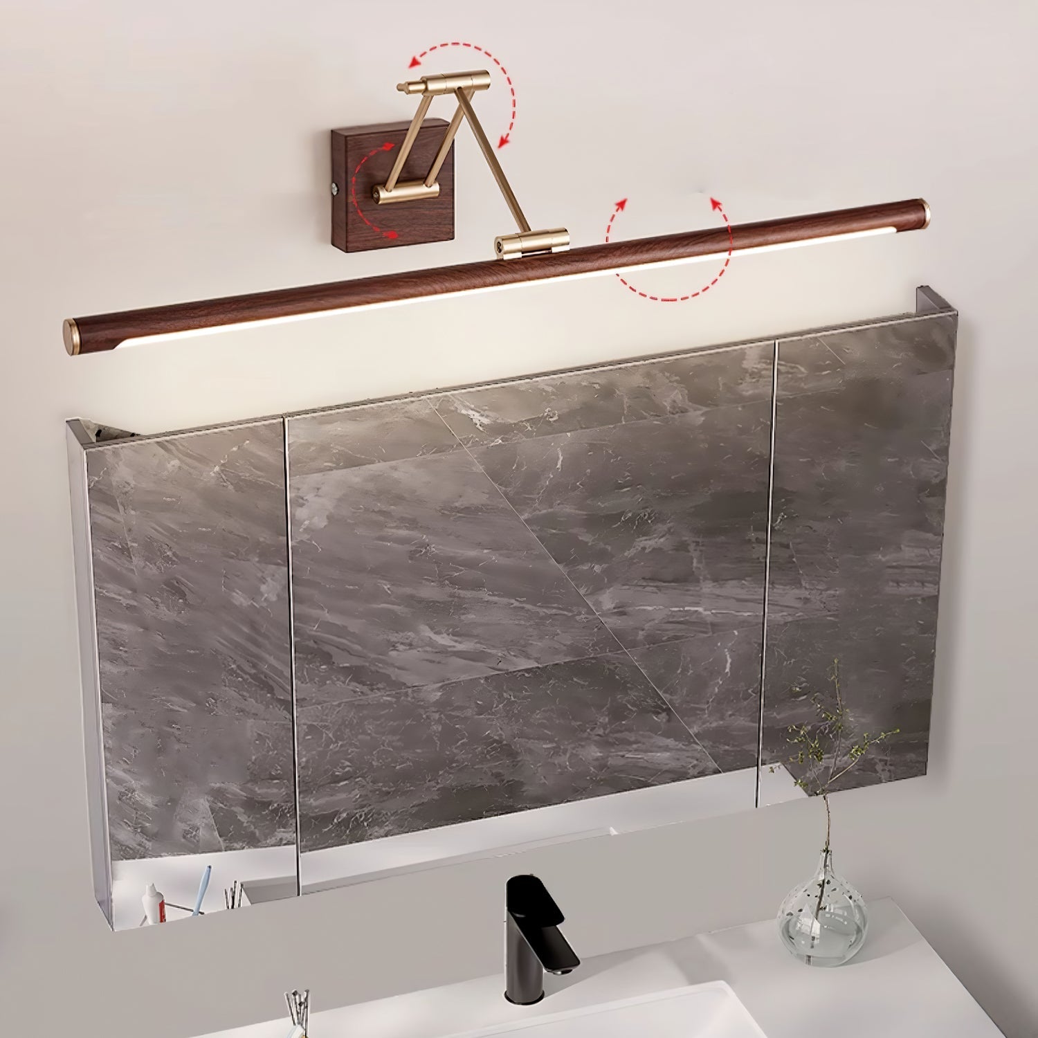 Nøordka Light Bespoke Wall Light Fixture Walnut Tone Linear Contemporary Wall Light