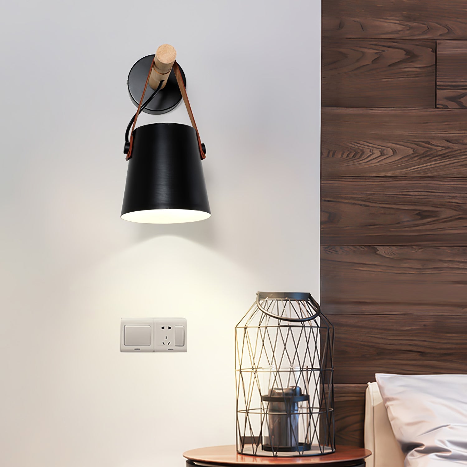 Nøordka Light Bespoke Wall Light Fixture Wooden Conical Nordic Inspired Wall Light