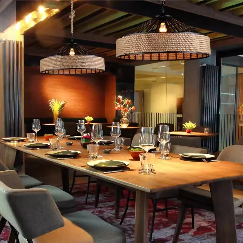 Nøordka Light Ceiling Light Fixtures 12" Classical Hemp Rope Pendant Light