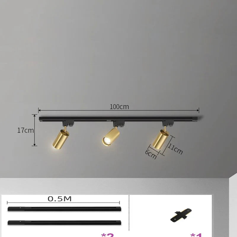 Nøordka Light Ceiling Light Fixtures 3 Light Rail Gold & Black Spotlight Ceiling Track Lighting Fixture