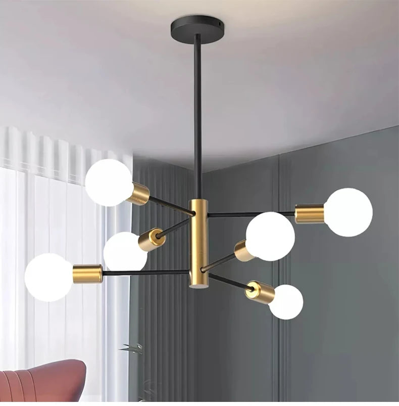 Nøordka Light Ceiling Light Fixtures 6 heads Sputnik Black Chandelier Flush Mount Ceiling Light Fixture
