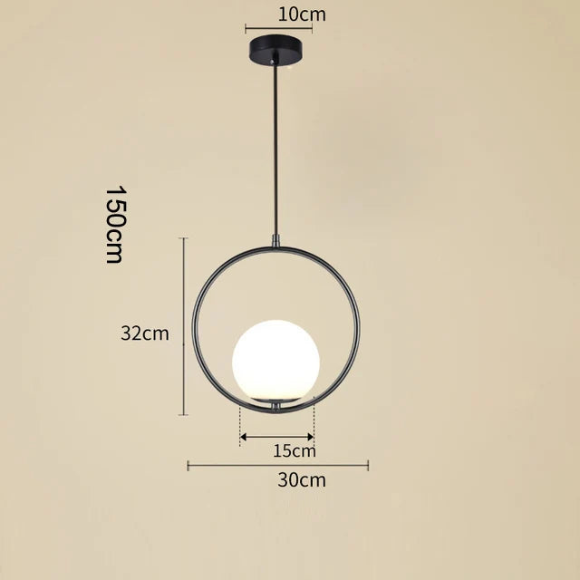 Nøordka Light Ceiling Light Fixtures A Black / Warm White Contemporary Round Glass Ball Pendant Light Fixture