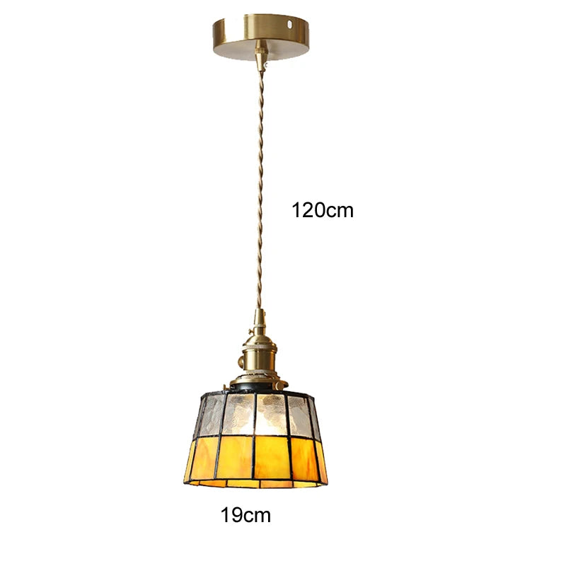 Nøordka Light Ceiling Light Fixtures A / Warm White American Retro Brass Tiffany Pendant Light for Bedroom and Dining