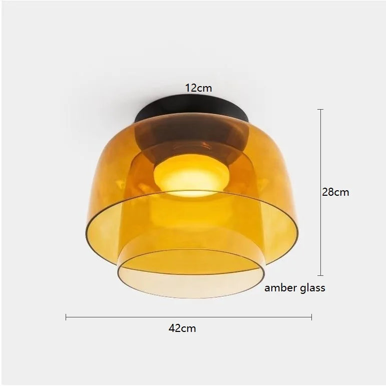 Nøordka Light Ceiling Light Fixtures Amber 4 Nordic Modern Glass Flush Mount Ceiling Light