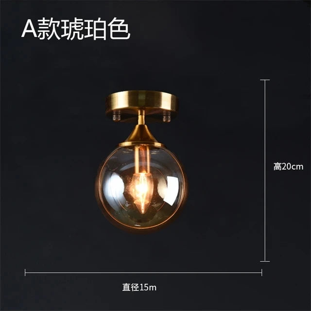Nøordka Light Ceiling Light Fixtures Amber A Glass Globe Flush-Mount Ceiling Light Fixture