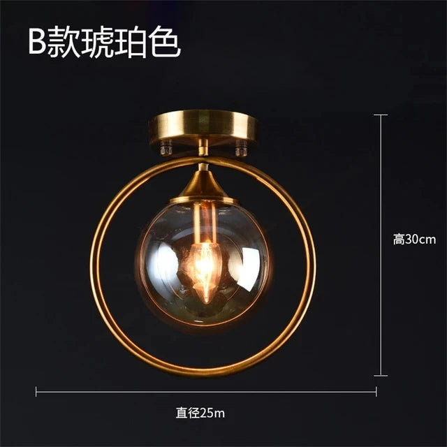 Nøordka Light Ceiling Light Fixtures Amber B Glass Globe Flush-Mount Ceiling Light Fixture