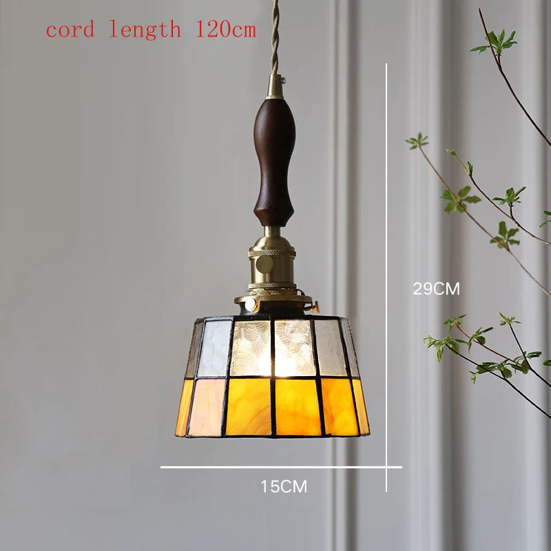 Nøordka Light Ceiling Light Fixtures American Retro Brass Tiffany Pendant Light for Bedroom and Dining