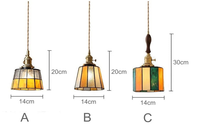 Nøordka Light Ceiling Light Fixtures American Retro Brass Tiffany Pendant Light for Bedroom and Dining