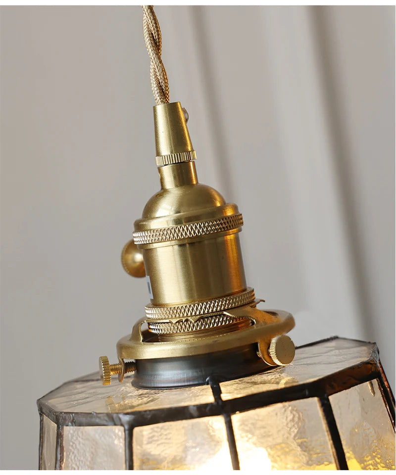 Nøordka Light Ceiling Light Fixtures American Retro Brass Tiffany Pendant Light for Bedroom and Dining