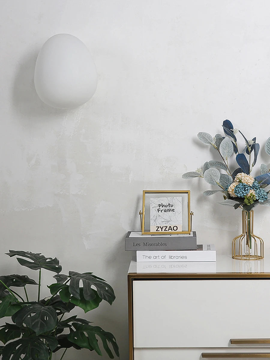 Nøordka Light Ceiling Light Fixtures Artistic Egg Bulb Wall Light Fixture in White Acrylic Shade