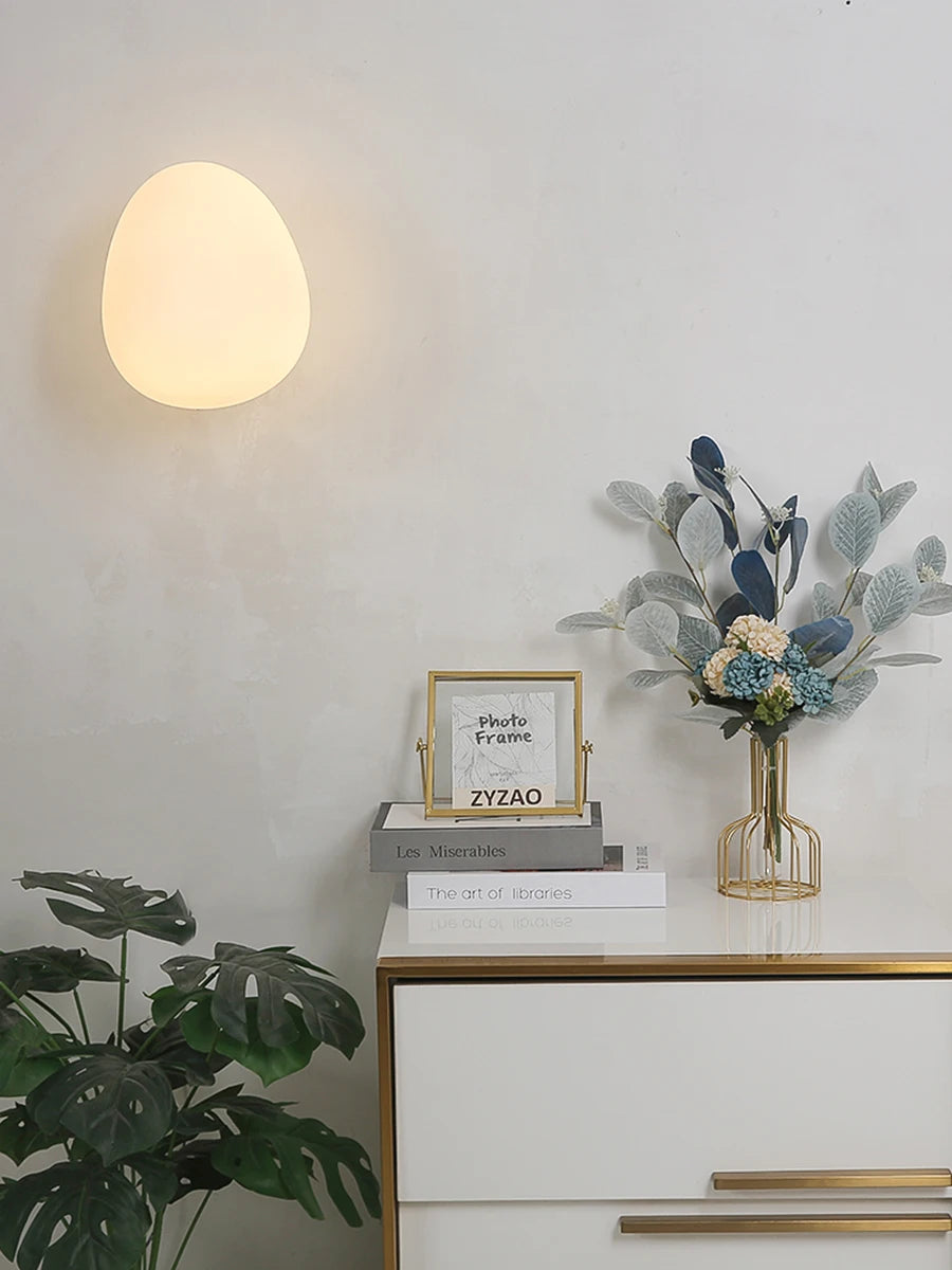 Nøordka Light Ceiling Light Fixtures Artistic Egg Bulb Wall Light Fixture in White Acrylic Shade