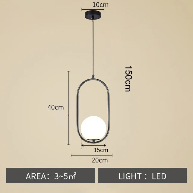 Nøordka Light Ceiling Light Fixtures B Black / Warm White Contemporary Round Glass Ball Pendant Light Fixture