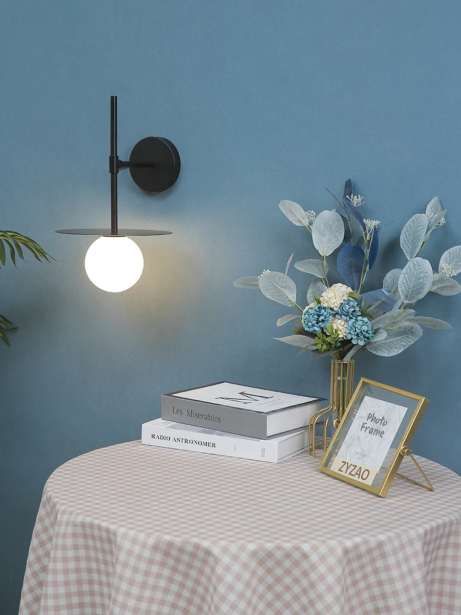 Nøordka Light Ceiling Light Fixtures Black Iron & Glass Wall Lamp Light Fixture