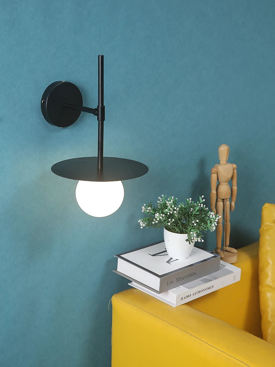 Nøordka Light Ceiling Light Fixtures Black Iron & Glass Wall Lamp Light Fixture