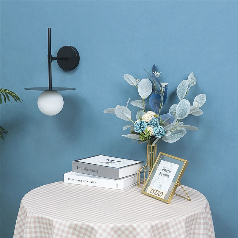 Nøordka Light Ceiling Light Fixtures Black Iron & Glass Wall Lamp Light Fixture