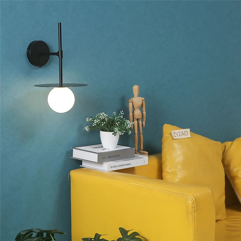 Nøordka Light Ceiling Light Fixtures Black Iron & Glass Wall Lamp Light Fixture