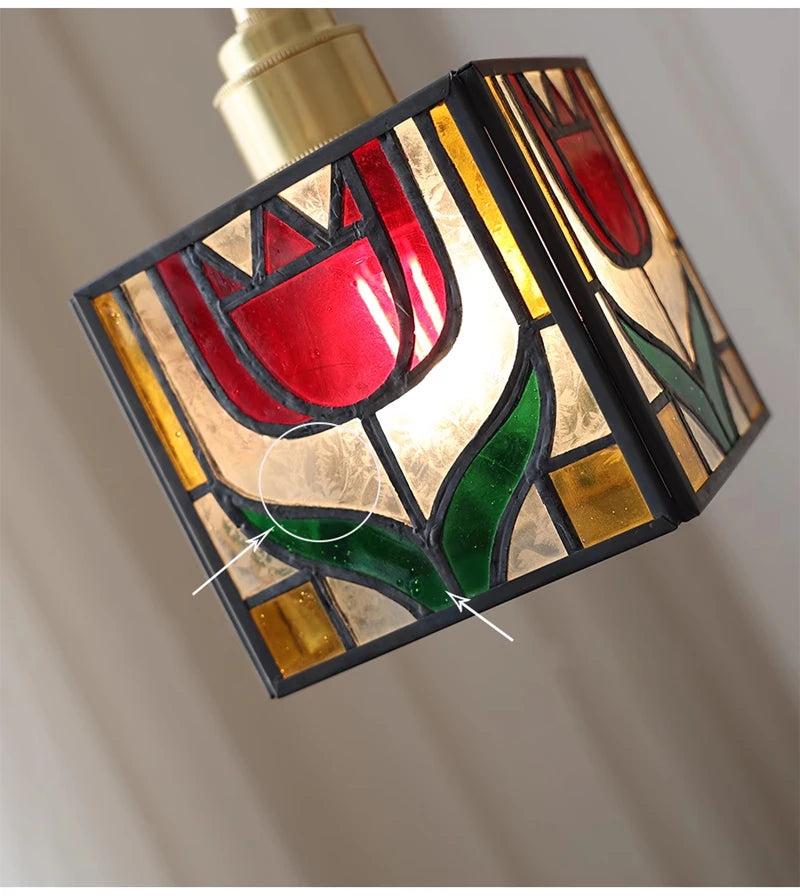 Nøordka Light Ceiling Light Fixtures Color Tiffany Glass Industrial Loft Pendant Light Fixture