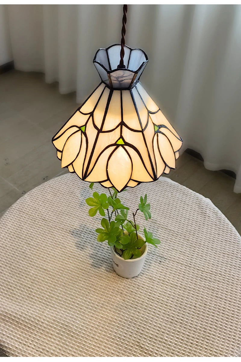 Nøordka Light Ceiling Light Fixtures Color Tiffany Glass Industrial Loft Pendant Light Fixture