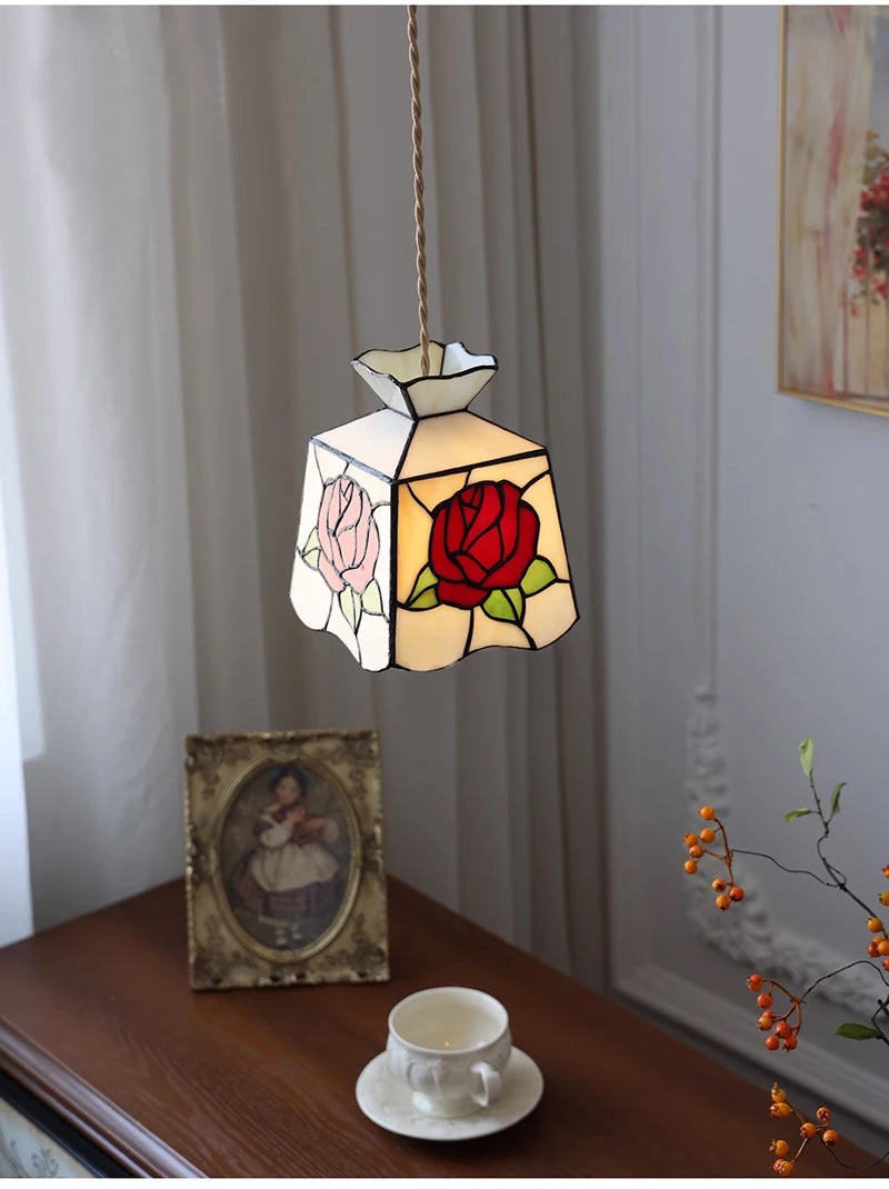 Nøordka Light Ceiling Light Fixtures Color Tiffany Glass Industrial Loft Pendant Light Fixture