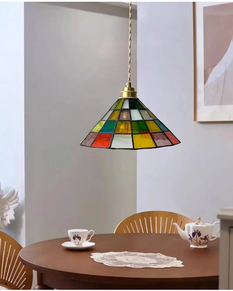Nøordka Light Ceiling Light Fixtures Color Tiffany Glass Industrial Loft Pendant Light Fixture