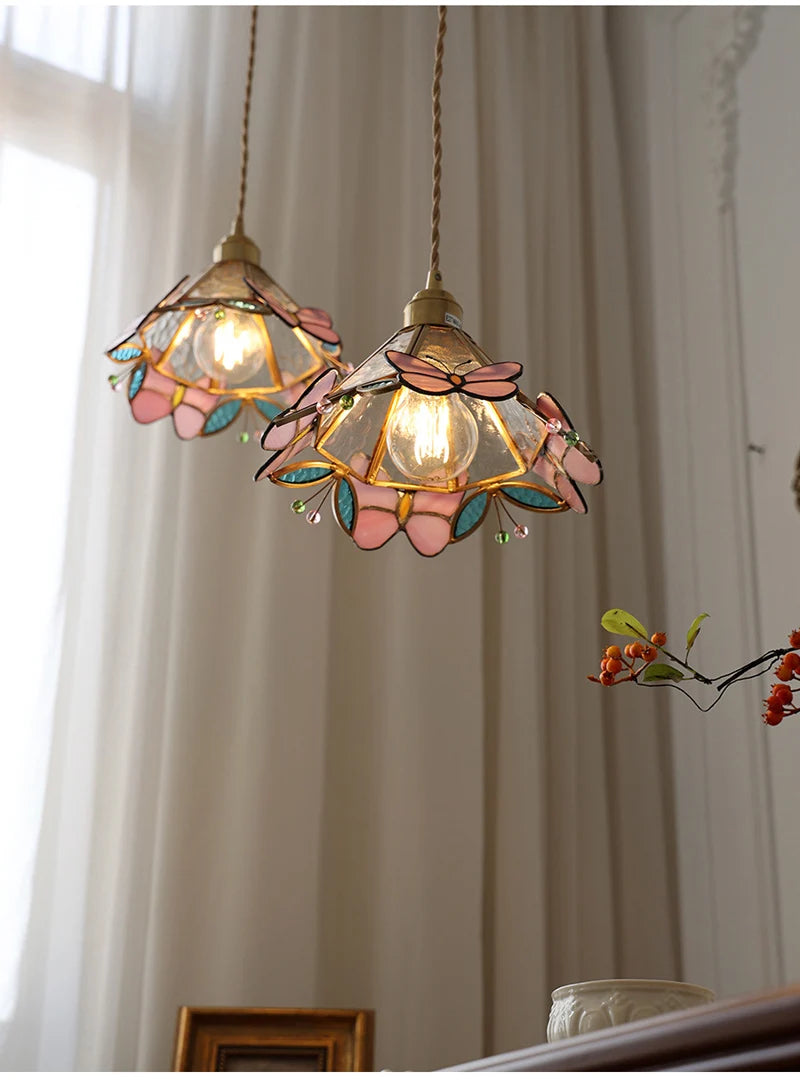 Nøordka Light Ceiling Light Fixtures Color Tiffany Glass Industrial Loft Pendant Light Fixture