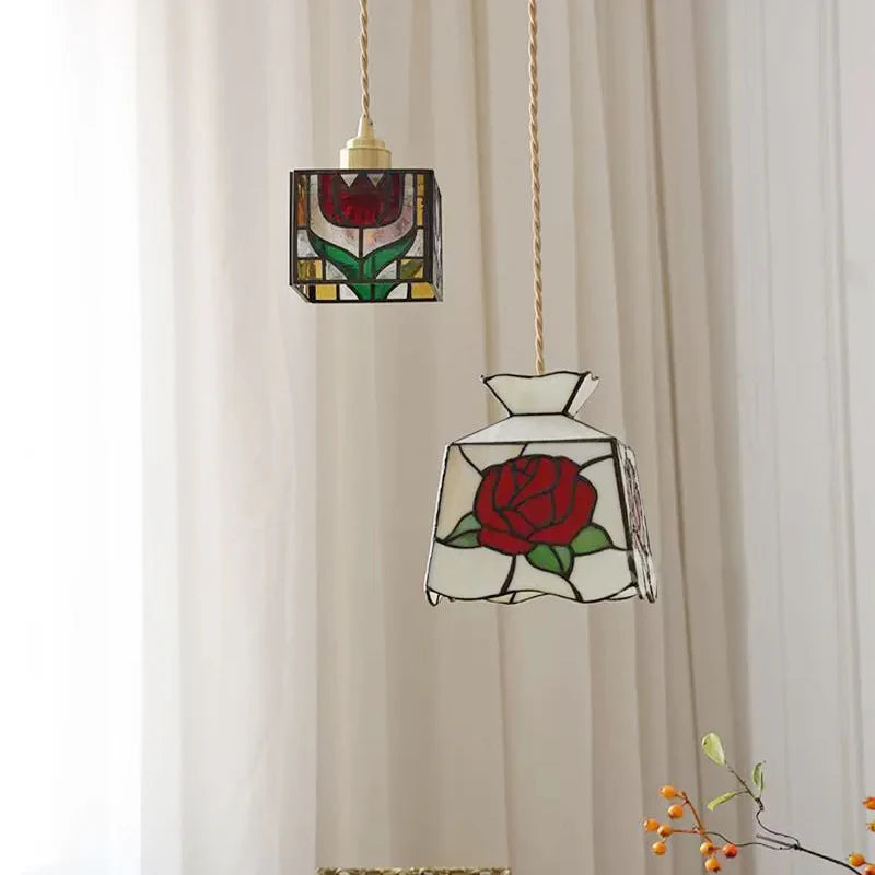 Nøordka Light Ceiling Light Fixtures Color Tiffany Glass Industrial Loft Pendant Light Fixture