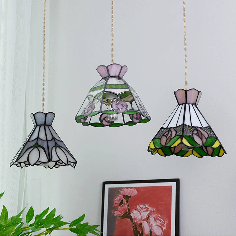 Nøordka Light Ceiling Light Fixtures Color Tiffany Glass Industrial Loft Pendant Light Fixture