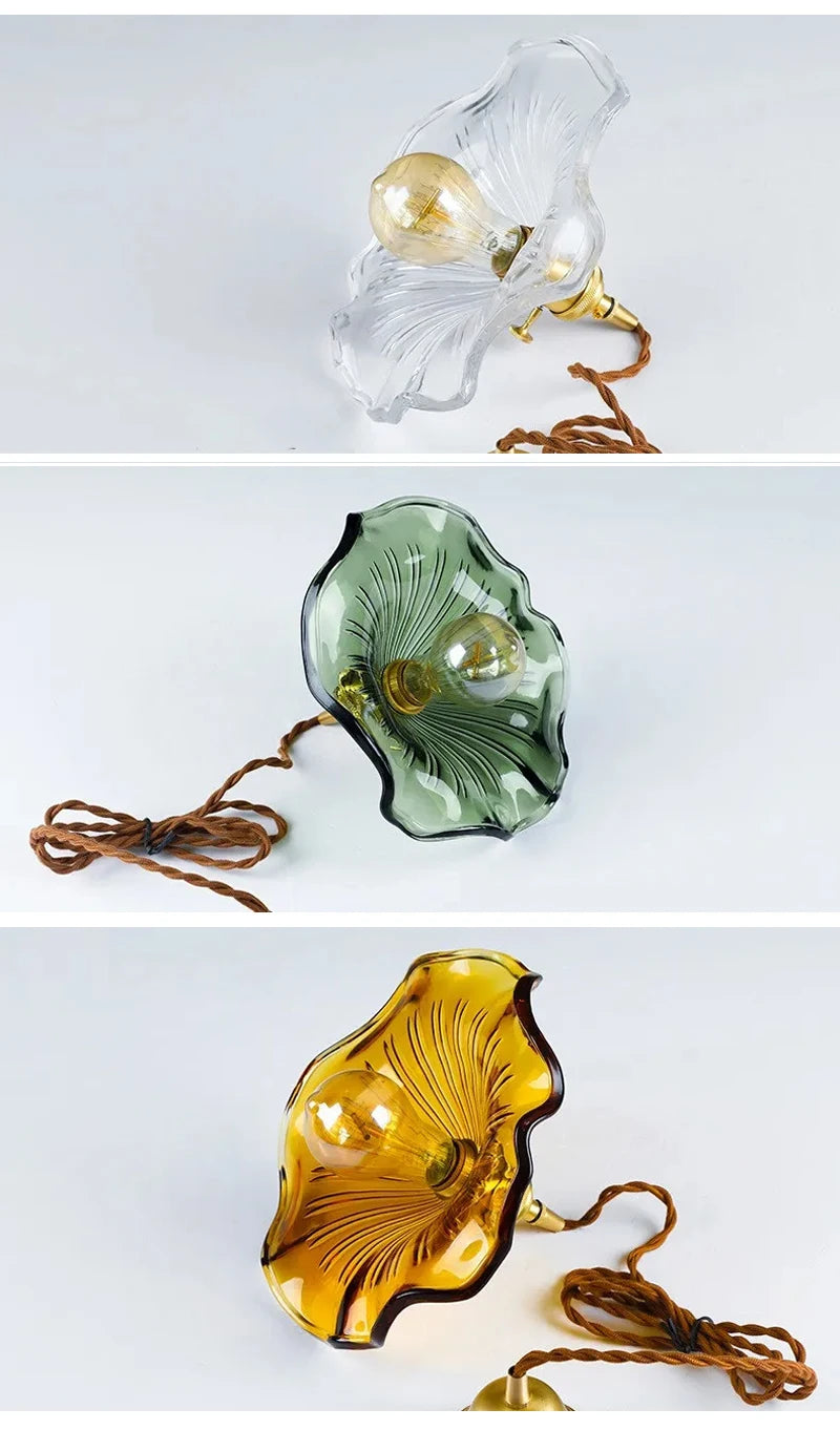 Nøordka Light Ceiling Light Fixtures Colorful Glass & Copper Pendant Light Fixture