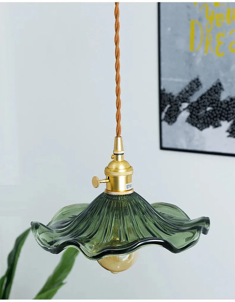Nøordka Light Ceiling Light Fixtures Colorful Glass & Copper Pendant Light Fixture