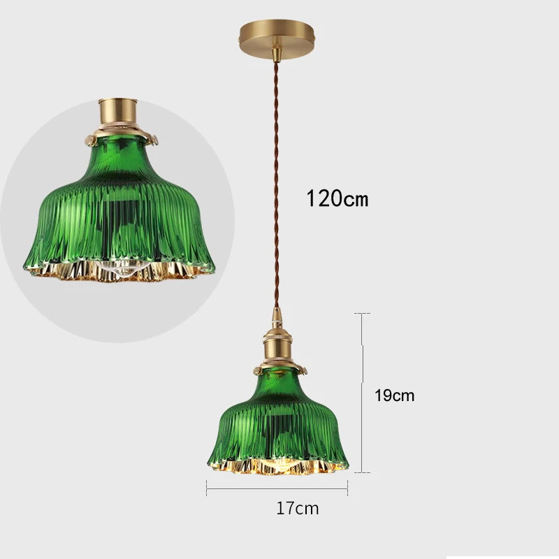 Nøordka Light Ceiling Light Fixtures Crumped Vintage Green Glass Pendant Light for Dining Room and Kitchen Island