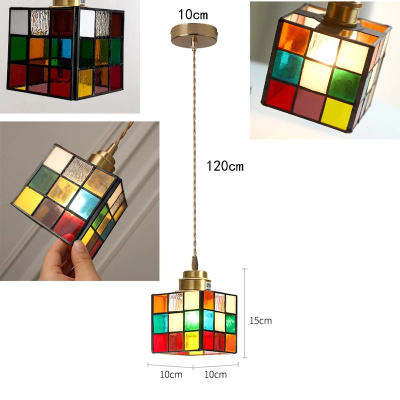 Nøordka Light Ceiling Light Fixtures D Color Tiffany Glass Industrial Loft Pendant Light Fixture