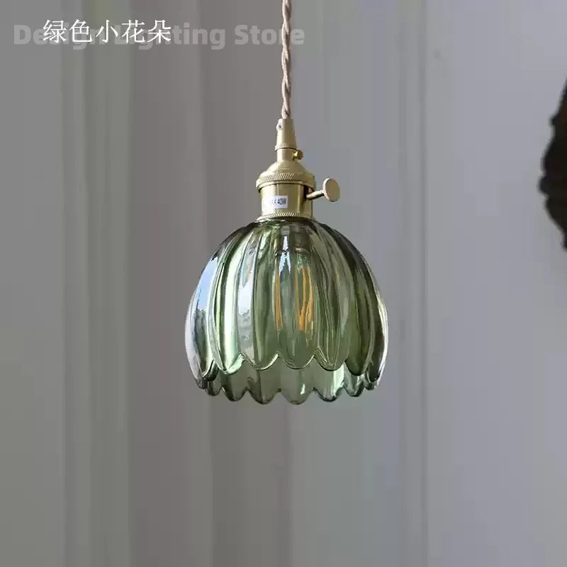 Nøordka Light Ceiling Light Fixtures D Retro Glass Luster Patterned Pendant Light Fixture
