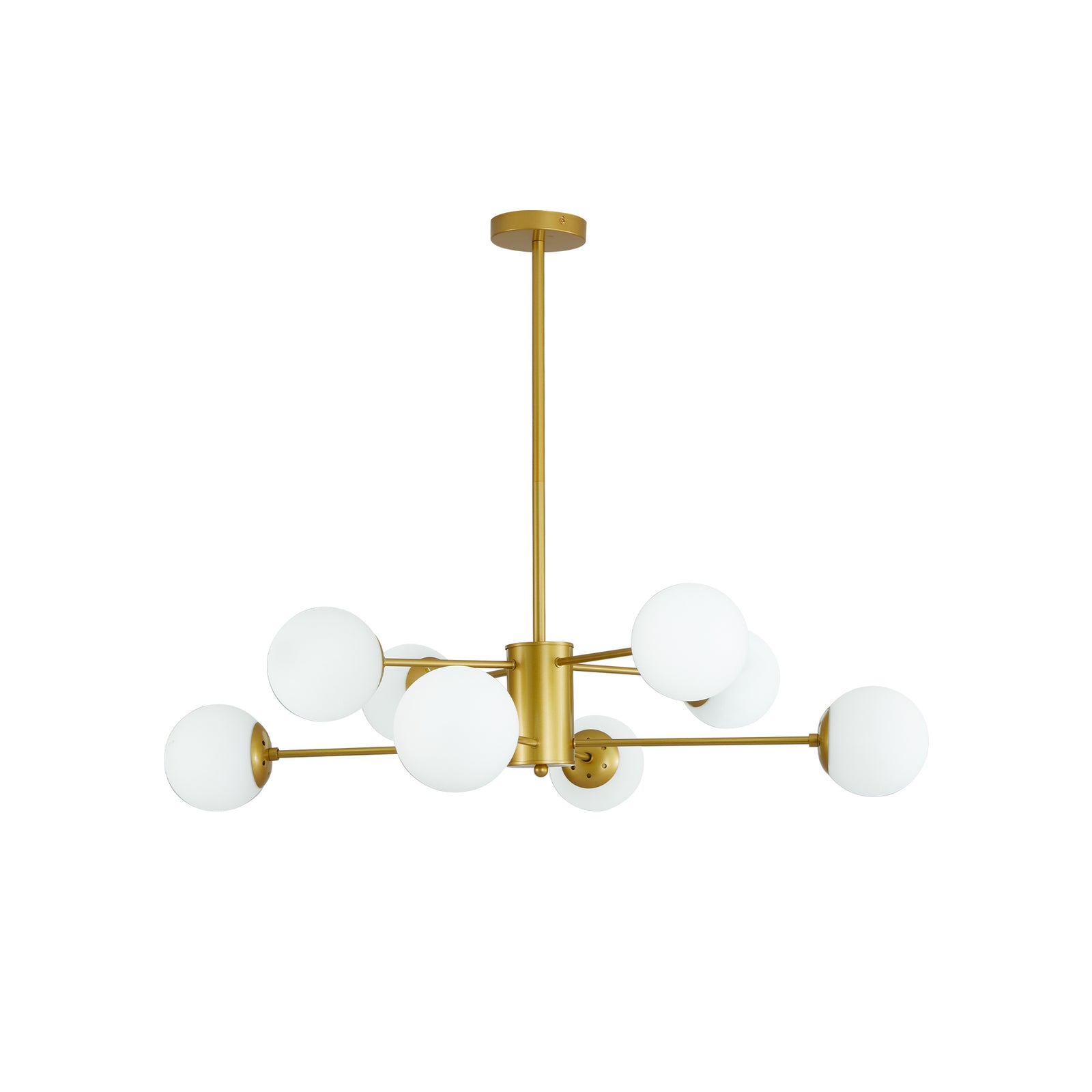 Nøordka Light Ceiling Light Fixtures Default Modern 8-Light Gold Opal Chandelier with White Glass Globe Shades