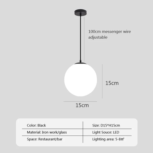 Nøordka Light Ceiling Light Fixtures Diameter 15cm / Warm White Contemporary Round Glass Ball Pendant Light Fixture
