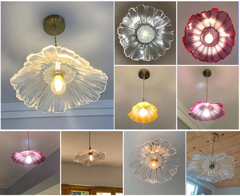 Nøordka Light Ceiling Light Fixtures Floral Glass Flush Mount Ceiling Light Fixture