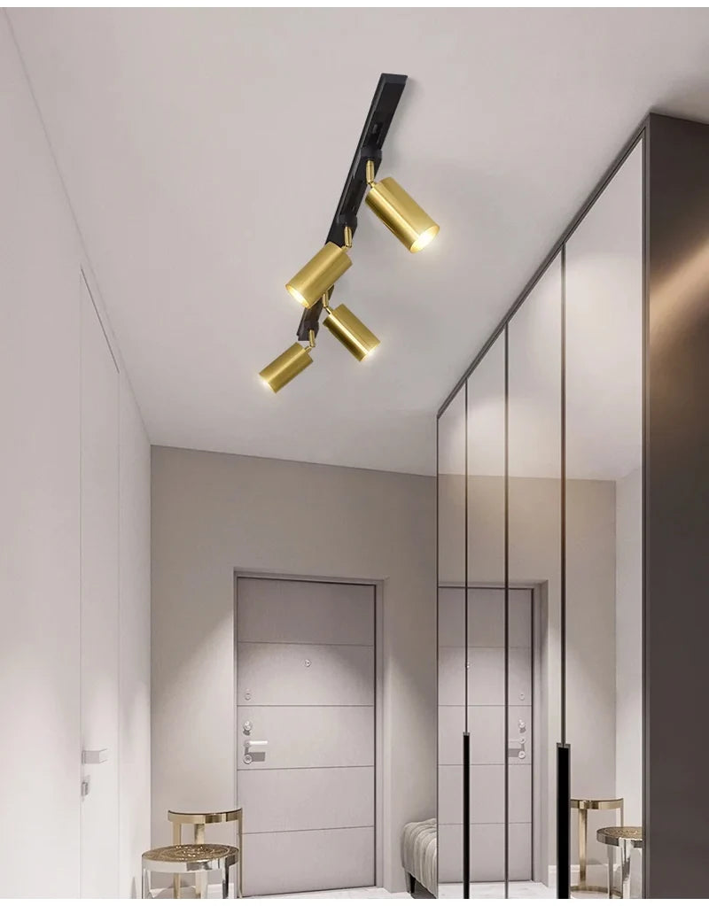 Nøordka Light Ceiling Light Fixtures Gold & Black Spotlight Ceiling Track Lighting Fixture