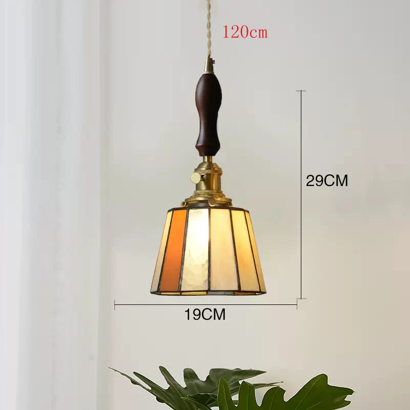 Nøordka Light Ceiling Light Fixtures H / Warm White American Retro Brass Tiffany Pendant Light for Bedroom and Dining