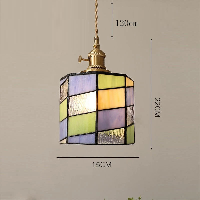 Nøordka Light Ceiling Light Fixtures I / Warm White American Retro Brass Tiffany Pendant Light for Bedroom and Dining