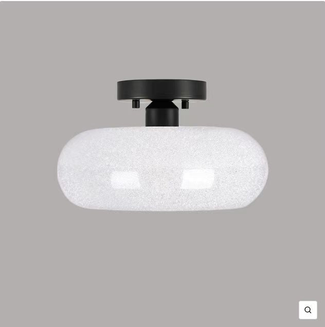Nøordka Light Ceiling Light Fixtures Iron Black Warm Light Cream Glass Flush-Mount Ceiling Light
