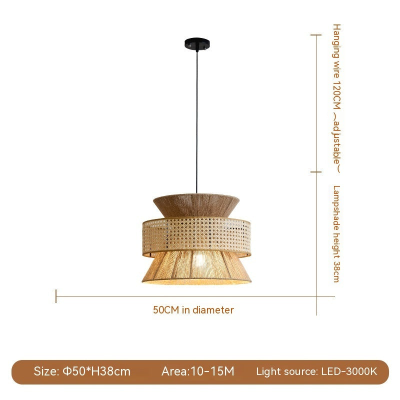 Nøordka Light Ceiling Light Fixtures Japanese Style Hemp Rope Flush-Mount Ceiling Light
