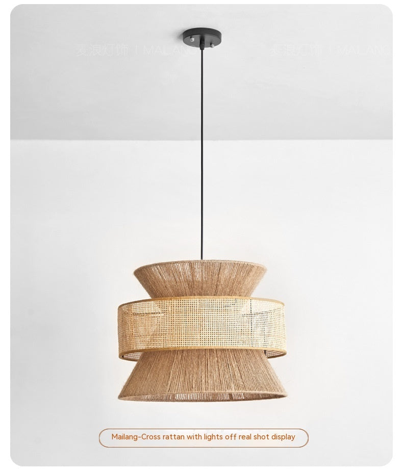 Nøordka Light Ceiling Light Fixtures Japanese Style Hemp Rope Flush-Mount Ceiling Light