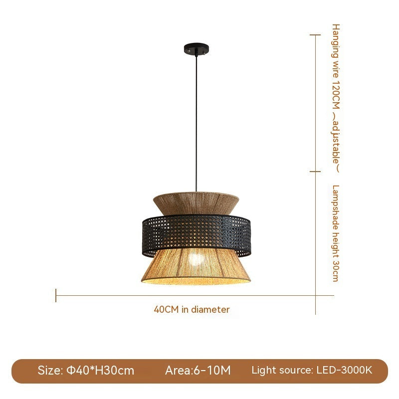 Nøordka Light Ceiling Light Fixtures Japanese Style Hemp Rope Flush-Mount Ceiling Light
