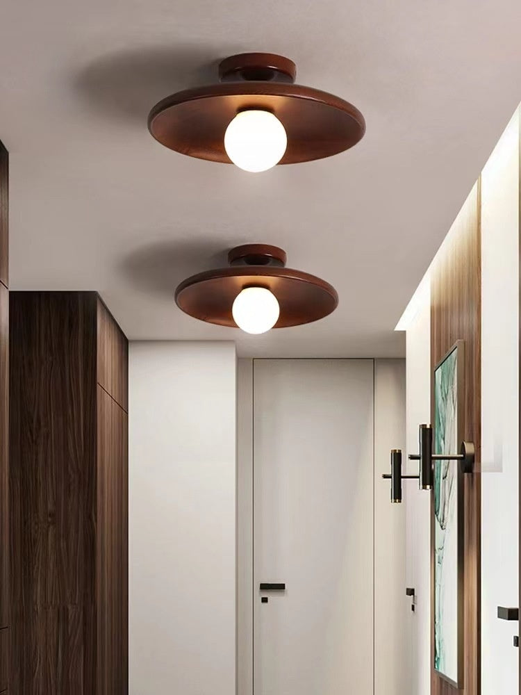 Nøordka Light Ceiling Light Fixtures Japanese-Style Solid Wood Flush-Mount Ceiling Light