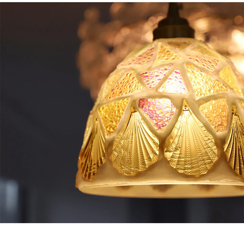 Nøordka Light Ceiling Light Fixtures Mediterranean Sea Shell Pendant Light Fixture