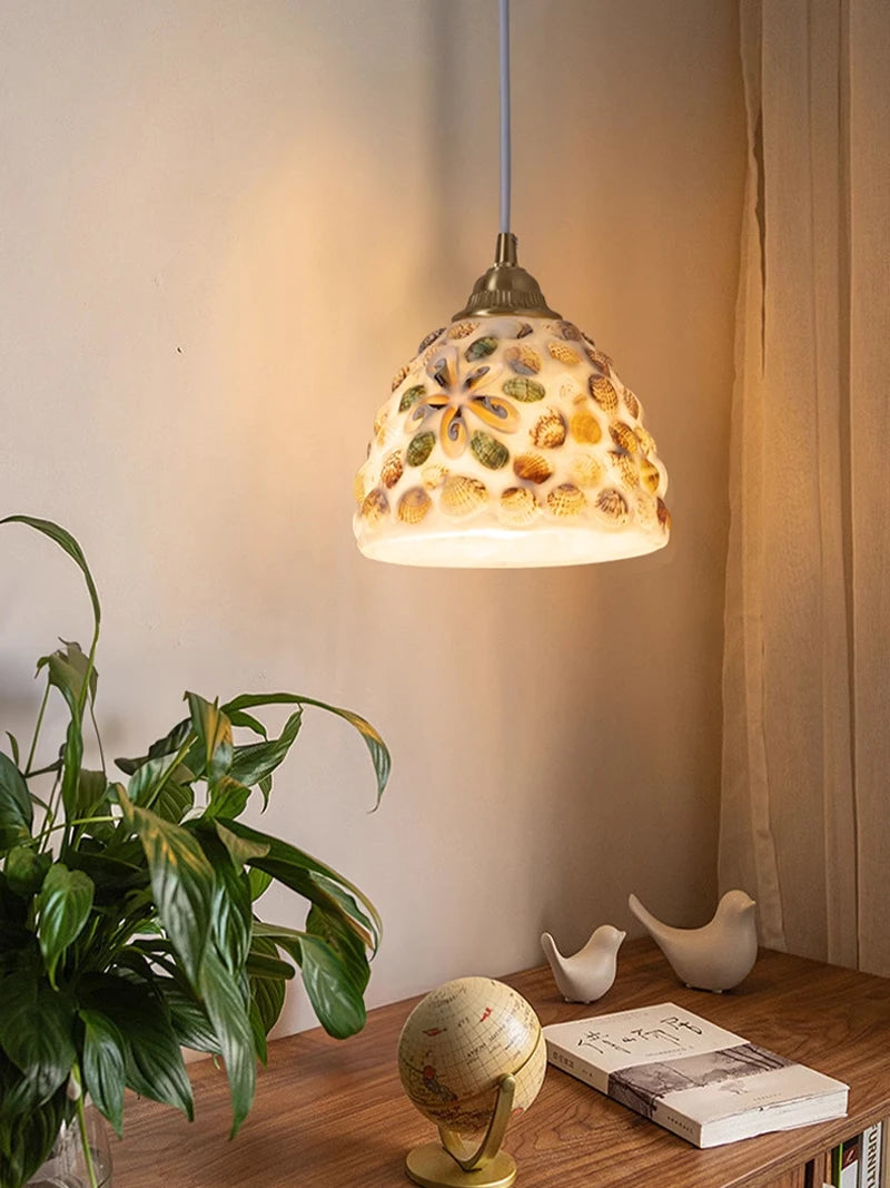 Nøordka Light Ceiling Light Fixtures Mediterranean Sea Shell Pendant Light Fixture