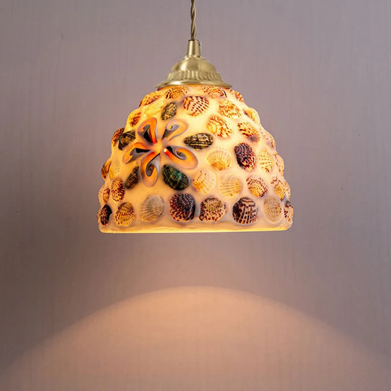 Nøordka Light Ceiling Light Fixtures Mediterranean Sea Shell Pendant Light Fixture