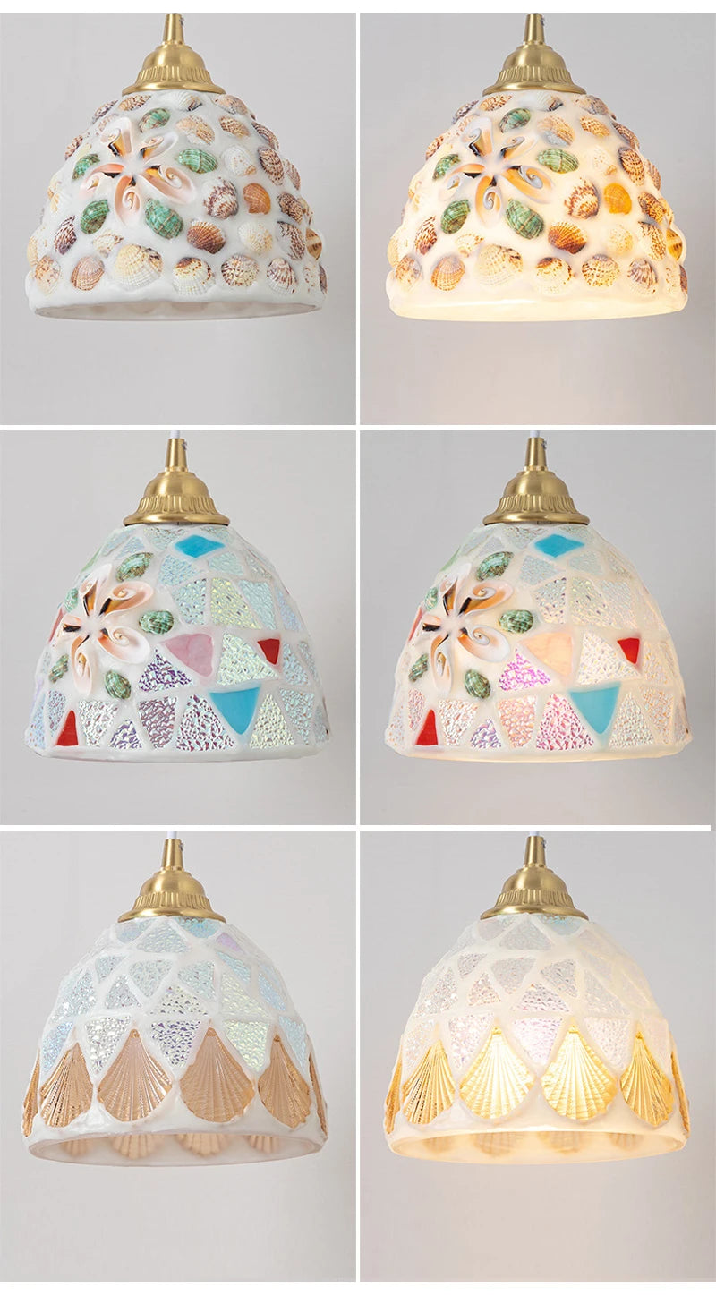 Nøordka Light Ceiling Light Fixtures Mediterranean Sea Shell Pendant Light Fixture